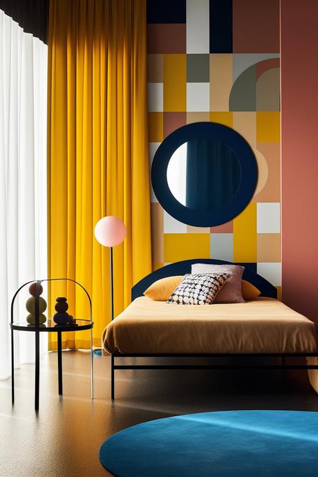 mettre en valeur ses fenêtres Bauhaus rideaux jaune moutarde