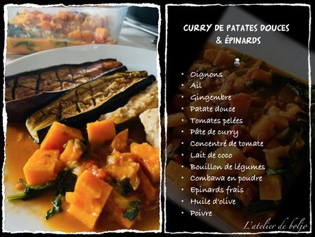 Curry de patates douces, épinards