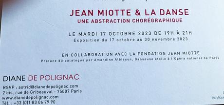 Galerie Diane de Polignac   » Jean Miotte & la danse « à partir du 17 Octobre 2023.