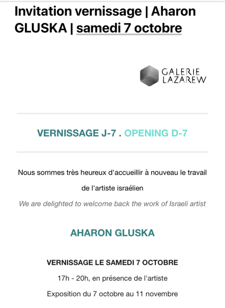 Galerie Lazarew  : exposition GLUSKA à partir du 7 0ctobre 2023.