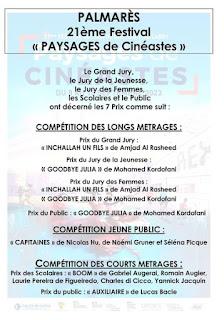 Palmarès de la 21ème édition de Paysages de cinéastes 2023