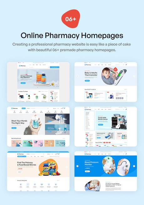 Pages d'accueil du thème WordPress pour pharmacie en ligne