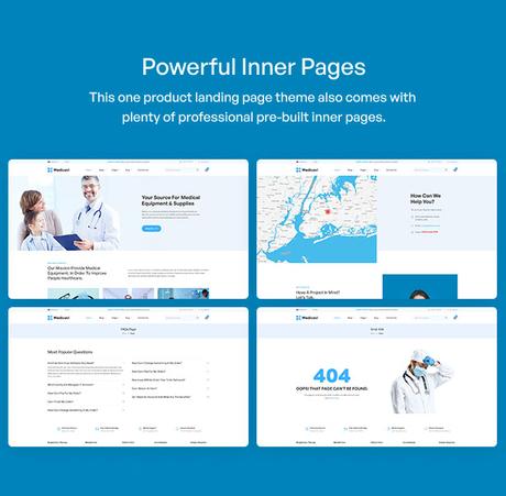 Pages intérieures du thème WordPress pour pharmacie