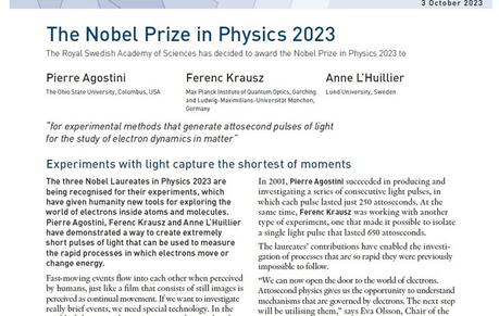 Prix Nobel de Physique 2023 : les lasers ultrarapides, la physique attoseconde... et la France récompensée !