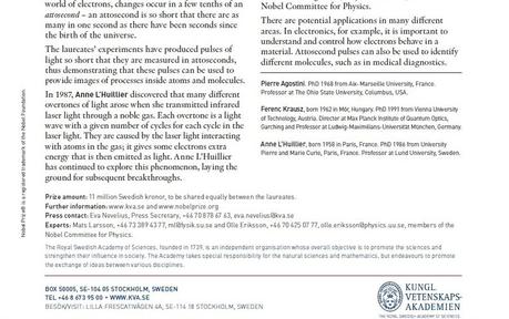 Prix Nobel de Physique 2023 : les lasers ultrarapides, la physique attoseconde... et la France récompensée !