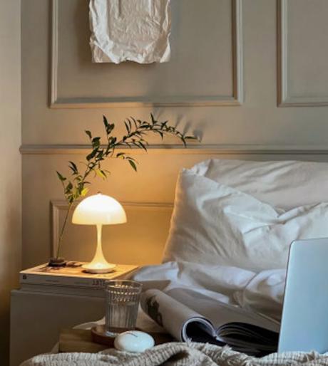 lampe champignon blanc chambre cosy elegante