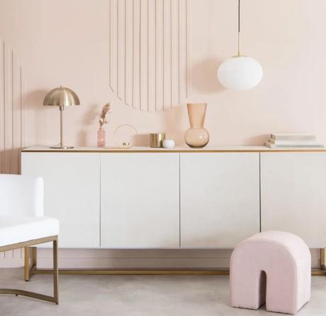 salon rose poudre sophistique meuble blanc lumineux