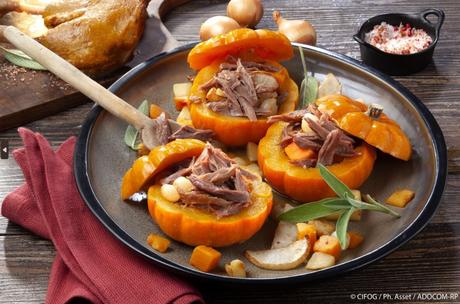 RECETTE AUTOMNE : Mini-potirons farcis au Confit de canard effiloché et légumes d’automne RECETTE AUTOMNE : Mini-potirons farcis au Confit de canard effiloché et légumes d’automne