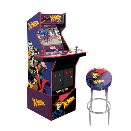 Machine d'arcade X-Men à 4 joueurs avec rehausseur et tabouret