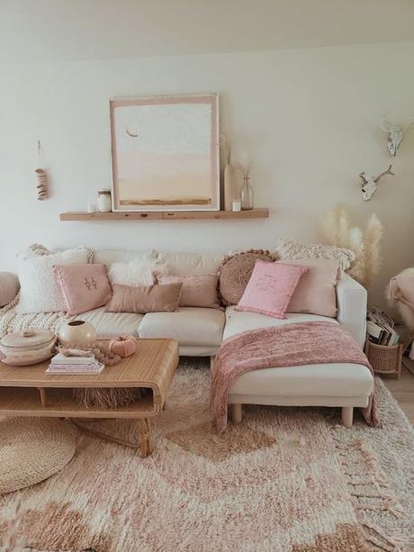 canape tapis blanc deco rose