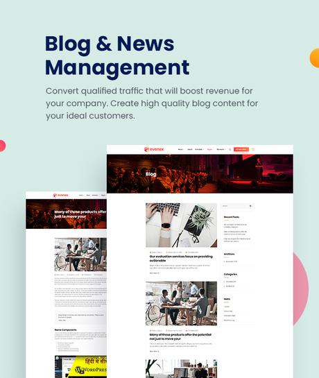 Thème WordPress de la conférence événementielle Evenex \\