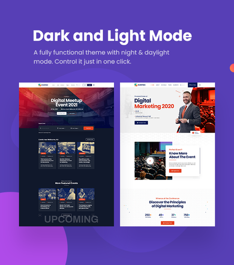 Thème WordPress de la conférence événementielle Evenex \\