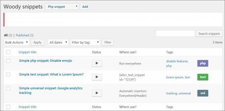 23 Plugins WordPress Incontournables Pour Mieux Gérer Vos Publicités Woody ad snippets - WordPress plugin - Publicité