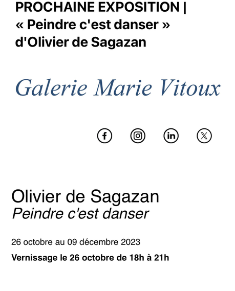 Galerie Marie Vitoux : « exposition Olivier de Sagazan  » à partir du 26 Octobre 2023.