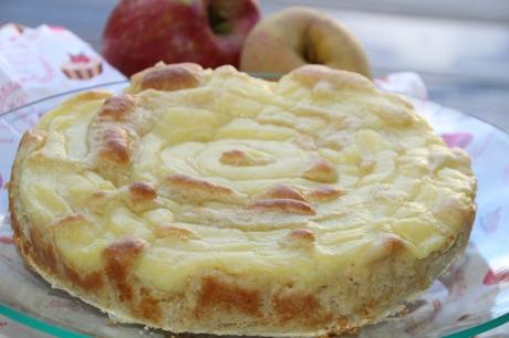 gâteau, pommes, crème 