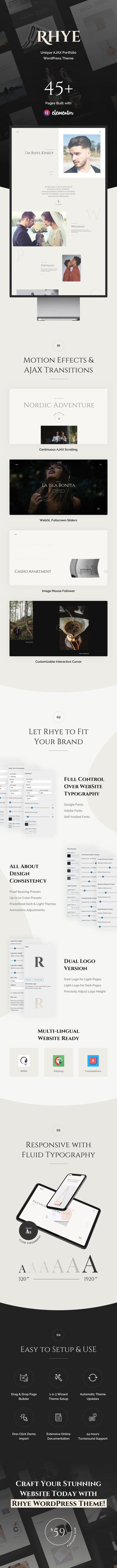 Rhye – Thème WordPress du portefeuille AJAX Thème WordPress Rhye
