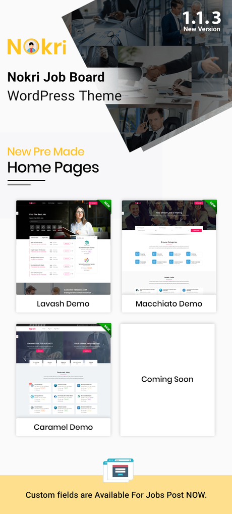 Nokri – Thème WordPress pour le site d’emploi Bannière de champ personnalisée Nokri