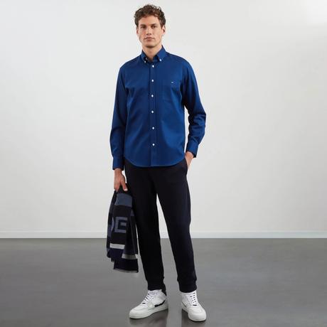 Chemise homme en coton piqué Eden Park bleu