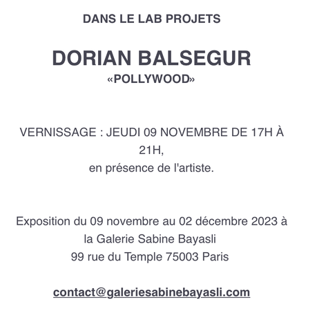Galerie Sabine Bayasli : à partir du 9 Novembre 2023.
