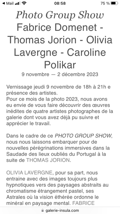 Galerie Insula : Photo Group Show – à partir du 9 Novembre 2023.