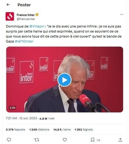 Dominique de Villepin toujours pro-palestinien ? Dominique de Villepin toujours pro-palestinien ?