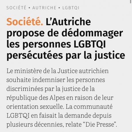 Félicitations au gouvernement Autrichien qui réhabilite et dédommage les personnes condamnées pour leur homosexualité ! autriche,jean luc romero michel,lgbtqi