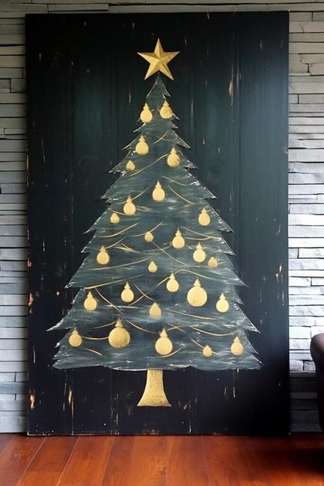 idée décoration sapin Noël diy peinture ardoise