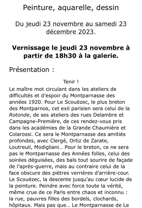 Galerie  » Les Montparnos – exposition Le Scouezec  » à partir du 23 Novembre 2023.