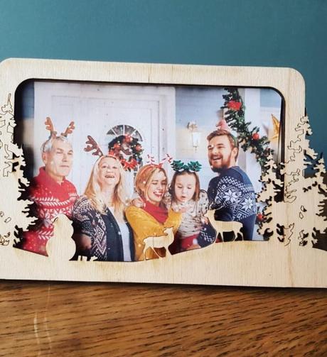 cadre photo famille marron bois deco noel