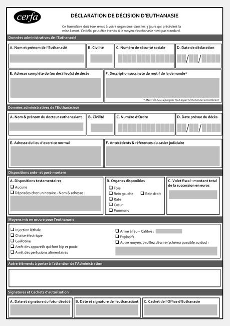 La mort vous va si bien Cerfa euthanasie simplifiée