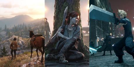 John dans Red Dead Redemption 2, Ellie dans The Last Of Us Part 2, Cloud dans Final Fantasy 7 Remake 
