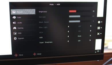 Acer Nitro XV2 : moniteur de jeu HDR-WQHD 144 Hz examiné Menu Détails