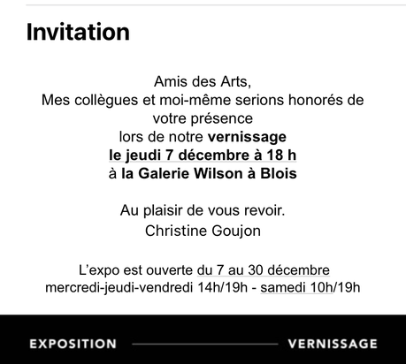 à Blois  : Galerie Wilson – à partir du 7 Décembre 2023.