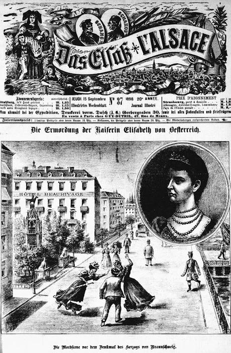 L'assassinat de l'impératrice d'Autriche à la une du journal Das Elsaß / L'Alsace L'assassinat de l'impératrice d'Autriche à la une du journal Das Elsaß / L'Alsace