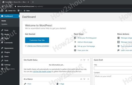 Tableau de bord WordPress Tableau de bord WordPress