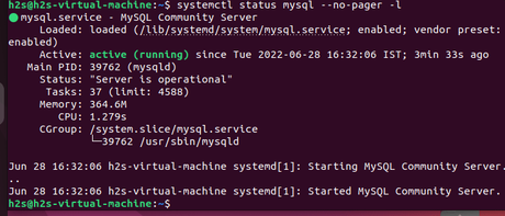 Statut du service MySQL