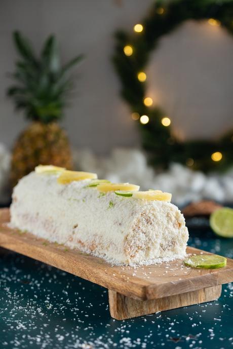 Bûche de Noël Ananas Coco et Citron Vert facile