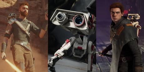 Une image partagée de Cal Kestis dans Star Wars Jedi : Survivor, et de BD-1 et Cal dans Fallen Order