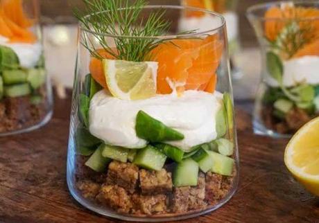 verrine au saumon fumé et pain d'épices ww