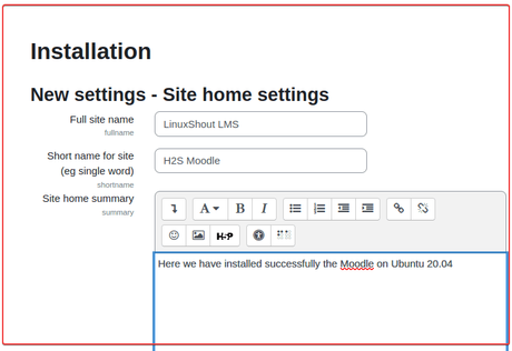 Comment installer Moodle sur Ubuntu 20.04 avec Nginx Paramètres ou nom de l'accueil du site