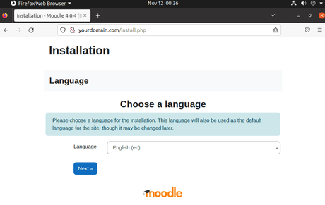 Choisissez la langue d'installation de Moodle sur Ubuntu 20.04