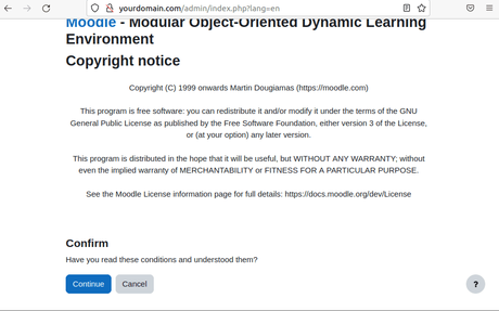 Comment installer Moodle sur Ubuntu 20.04 avec Nginx Accepter les termes et conditions de l'environnement d'apprentissage dynamique orienté objet modulaire