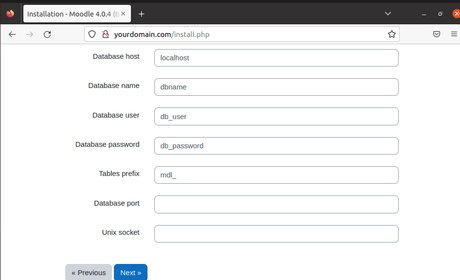 Comment installer Moodle sur Ubuntu 20.04 avec Nginx Ajouter les détails de la base de données MariaDB Moodle