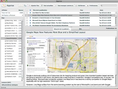 apprise Apprise, un lecteur RSS qui intègre twitter et AIM