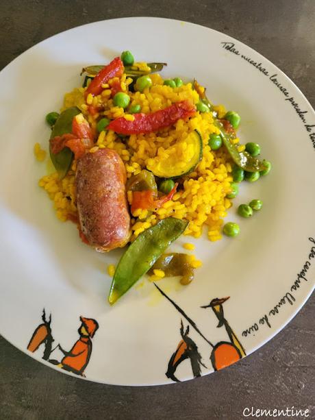 Riz à la valencienne aux petits légumes et au safran Riz à la valencienne aux petits légumes et au safran