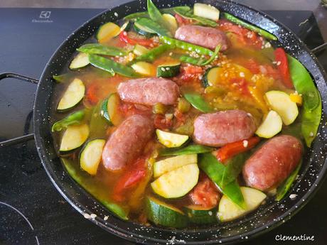 Riz à la valencienne aux petits légumes et au safran Riz à la valencienne aux petits légumes et au safran