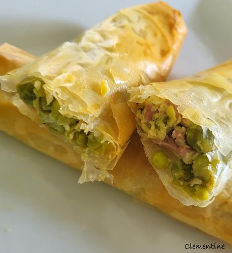 Nems de petits pois au jambon cru Nems de petits pois au jambon cru