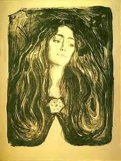 Edvard Munch, La Broche - Eva Mudocci, lithographie et craie, 1903