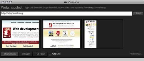 Websnapshot des captures avec AIR