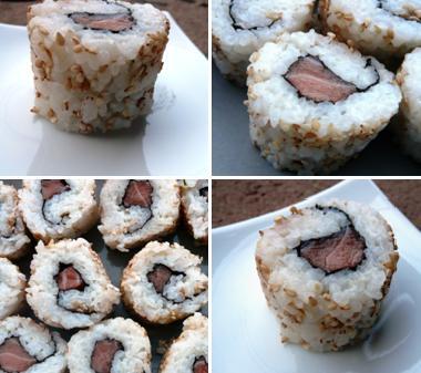 Sake California makis (makis inversés saumon)